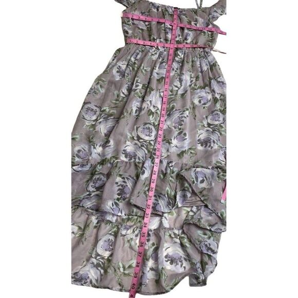 Childrens Place Girls Purple Floral Cold Shoulder Chiffon High Low Dress XXL 16 - Picture 7 of 8